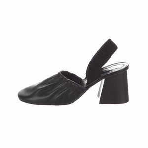 CELINE Phoebe Philo Black Leather Ballerina Suede Slingback Pumps